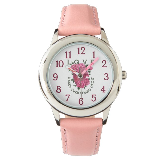 Reloj De Pulsera Love Makes Everything Grow – Floral Heart (Anverso)