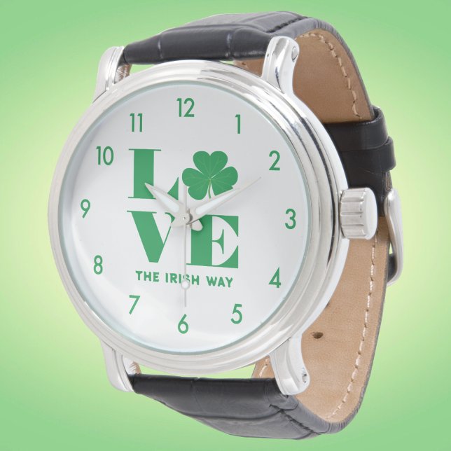 Reloj De Pulsera Love Shamrock Clover Personalizado irlandés Textos (Subido por el creador)