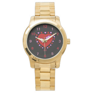 Reloj De Pulsera Lovely Heart Kisses Unisex Gold Watch