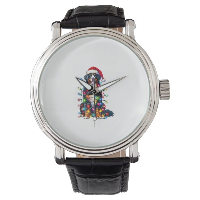 Reloj De Pulsera Luces de Navidades de Bernese Mountain Dog (Anverso)