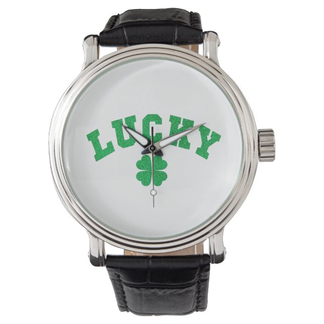 Reloj De Pulsera Lucky Clover Saint Patricks Day Both Side Print (Anverso)