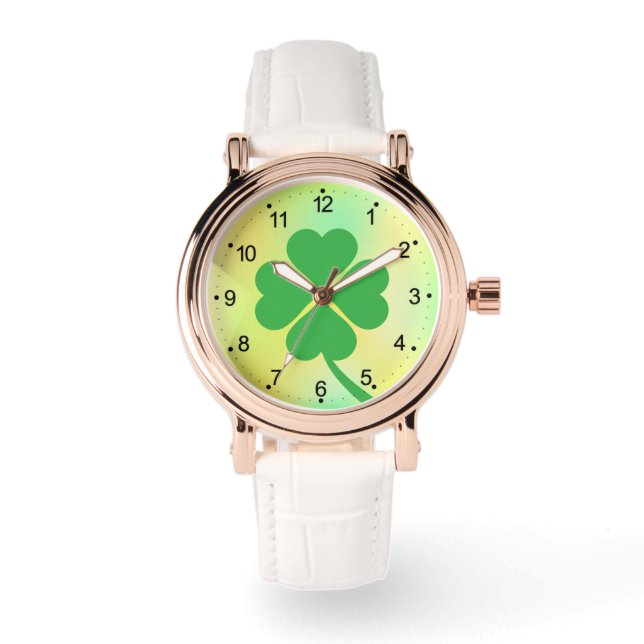 Reloj De Pulsera Lucky Four Leaf Shamrock Design-87906 (Anverso)
