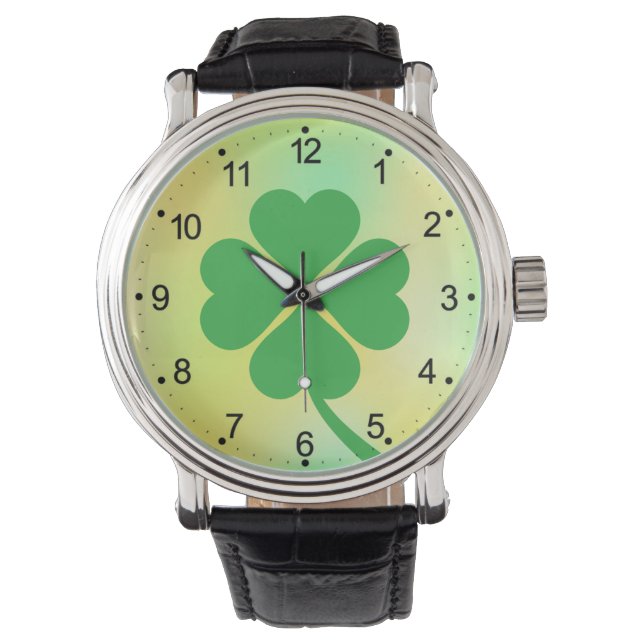 Reloj De Pulsera Lucky Four Leaf Shamrock Design-87906 (Anverso)