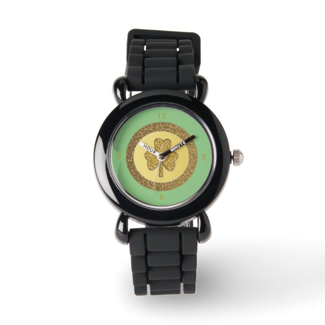 Reloj De Pulsera Lucky Irish Shamrock Gold Coin (Anverso)