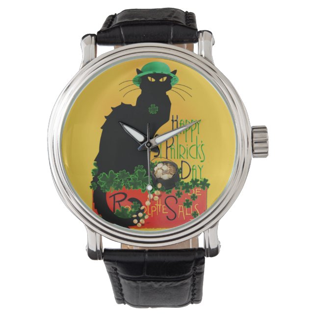 Reloj De Pulsera Lucky Le Chat Noir St. Patrick's Day (Anverso)