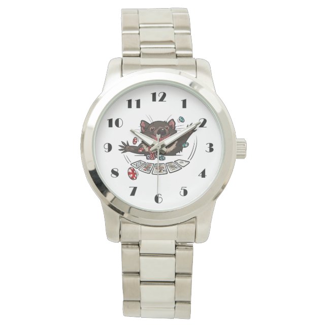 Reloj De Pulsera Lucky Tasmanian Devil Royal Flush Poker Personaliz (Anverso)