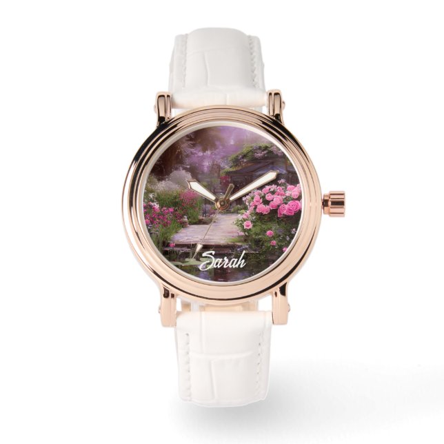 Reloj De Pulsera Lucsious Purple Gardens personalizado (Anverso)