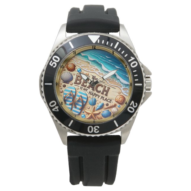 Reloj De Pulsera Lugar Feliz de la Playa Concha  (Anverso)