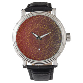 Reloj De Pulsera Lujo Arte de línea dorada y color de gradiente roj