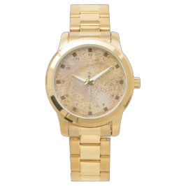 Reloj De Pulsera Lujo Color Dorado, Patrón Rosa Dorado, Clásico
