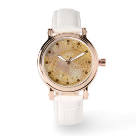 Reloj De Pulsera Lujo Color Dorado, Patrón Rosa Dorado, Clásico