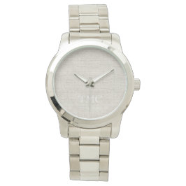 Reloj De Pulsera Lujo Linen Fabric INITIALS Neutral Tiempo Moderno