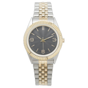 Reloj De Pulsera Lujo Moderno Negro y Dorado