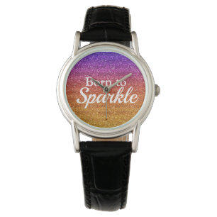 Reloj De Pulsera Lujo Naranja Purpura Brillante Nacido para Brillar
