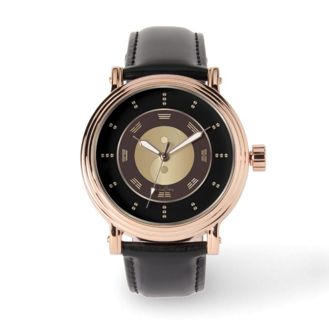 Reloj De Pulsera Lujo Yin Yang de Oro (Anverso)