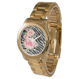 Reloj De Pulsera Lujoso Tiger Rosa Trendy Line