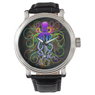 Reloj De Pulsera Luminescencia psicodélica del pulpo