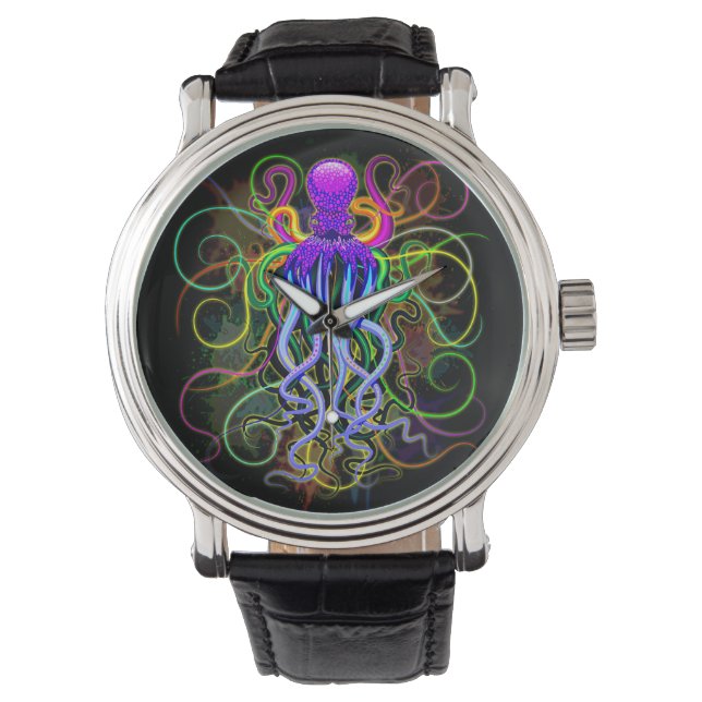 Reloj De Pulsera Luminescencia psicodélica del pulpo (Anverso)