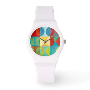 Reloj De Pulsera Luminoso arte pop con círculos y plazas