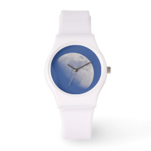 Reloj De Pulsera Luna brillante en cielo azul