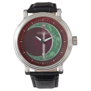 Reloj De Pulsera Luna céltica roja y verde