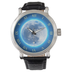 Reloj De Pulsera Luna completa, brillante azul