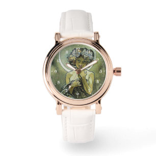 Reloj De Pulsera Luna de Art Nouveau vintage de Mucha