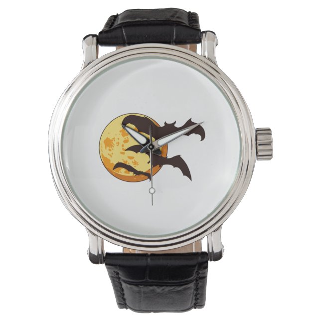 Reloj De Pulsera Luna de Halloween y Bats (Anverso)