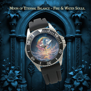 Reloj De Pulsera Luna del Equilibrio Eterno – Almas de Fuego y Agua