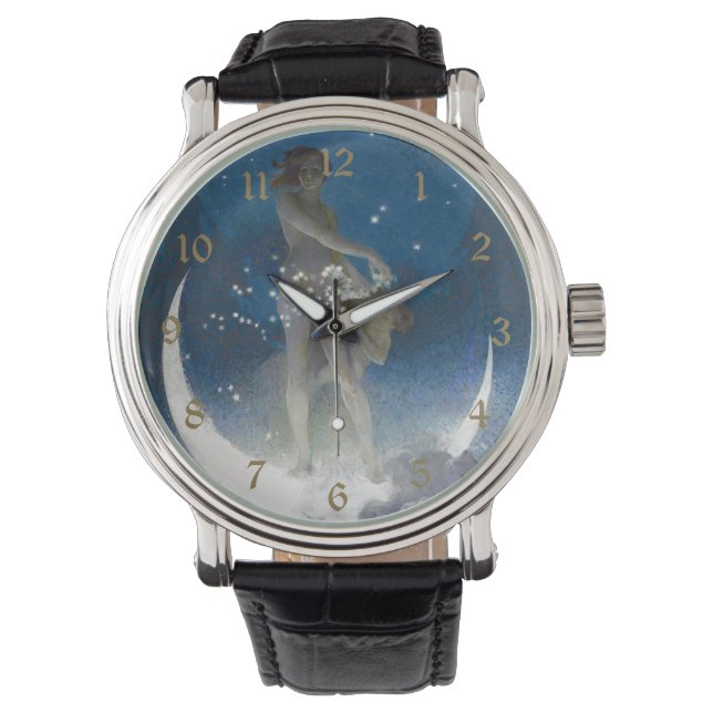 Reloj De Pulsera Luna diosa en las estrellas que dispersan la noche (Anverso)
