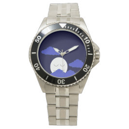 Reloj De Pulsera Luna llena con nubes masculinas