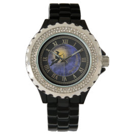 Reloj De Pulsera Luna llena de Halloween y bruja