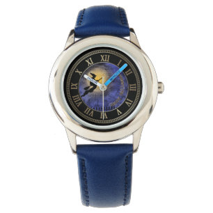 Reloj De Pulsera Luna llena de Halloween y bruja
