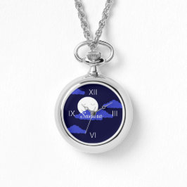 Reloj De Pulsera Luna llena sonriente con nubes