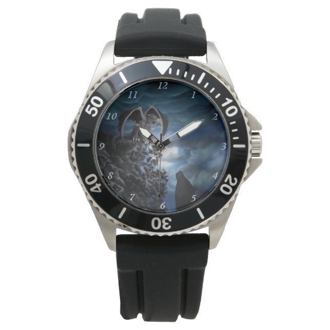 Reloj De Pulsera Luna lobo - Lobo con Golem (Anverso)