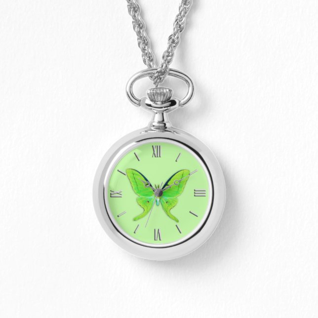 Reloj De Pulsera Luna polilla sobre un fondo verde pálido (Anverso)