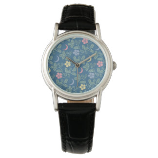 Reloj De Pulsera Luna y flores