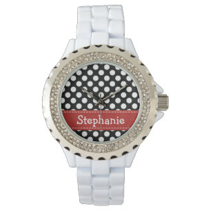 Reloj De Pulsera Lunar blanco y negro rojo personalizado