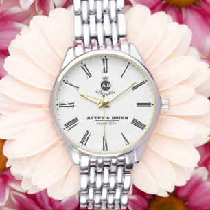 Reloj De Pulsera Luxury Black & White Monogram Custom