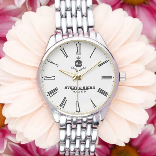 Reloj De Pulsera Luxury Black & White Monogram Custom  (Subido por el creador)