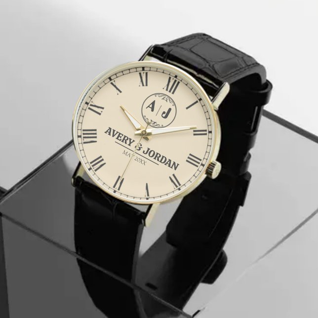 Reloj De Pulsera Luxury Couple Name Custom Engraved Romantic  Monog (Subido por el creador)