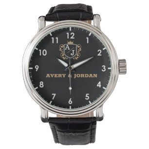 Reloj De Pulsera Luxury Elegant Monogram minimal couple names