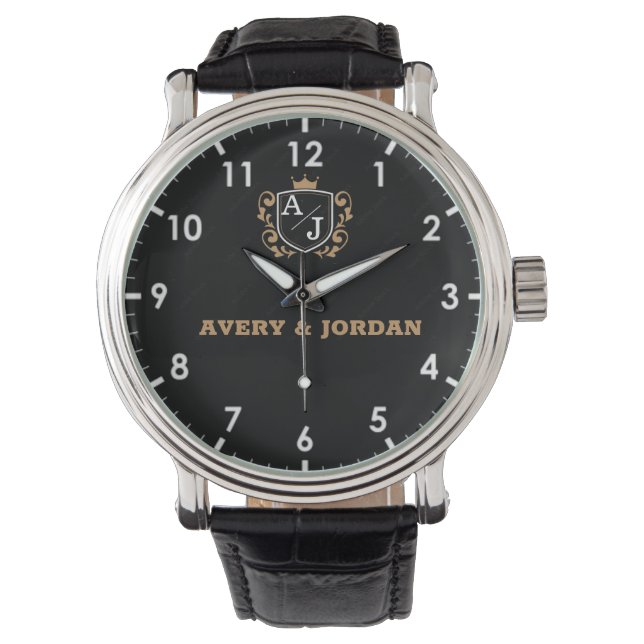 Reloj De Pulsera Luxury Elegant Monogram minimal couple names (Anverso)