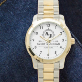 Reloj De Pulsera Luxury Elegant Monogram with Initials white