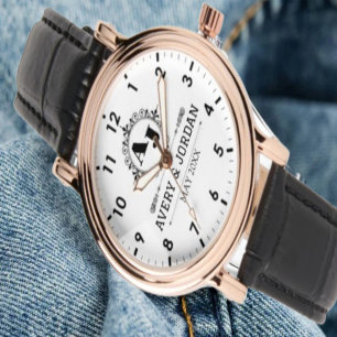 Reloj De Pulsera Luxury Elegant Monogram with Initials white