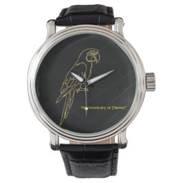 Reloj De Pulsera Luxury Gold Macaw Parrot Marble Wristwatch