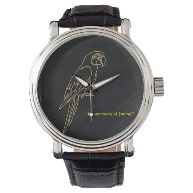 Reloj De Pulsera Luxury Gold Macaw Parrot Marble Wristwatch (Anverso)