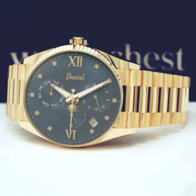 Reloj De Pulsera Luxury Gold  Personalized with Name & Date (Subido por el creador)