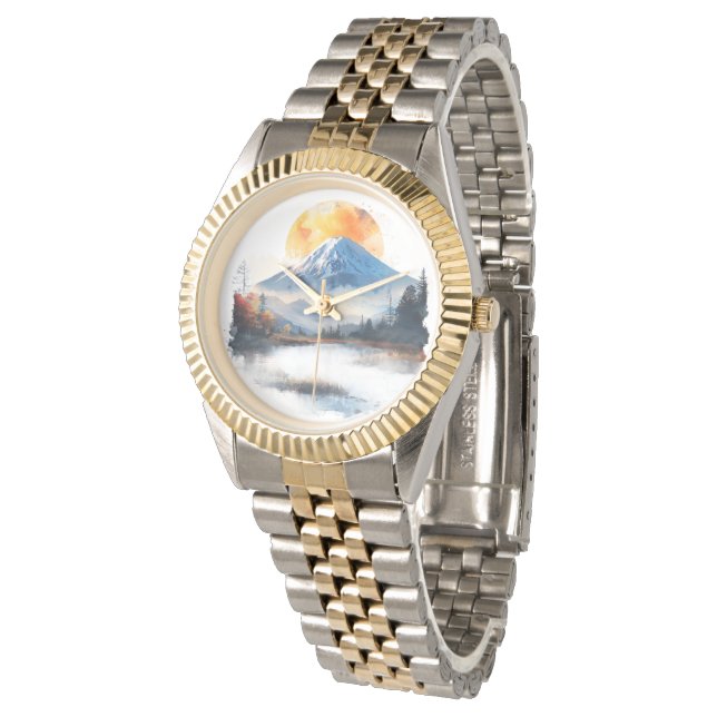 Reloj De Pulsera Luxury Landmark Mountain & River Watch Elegant  (Angular)