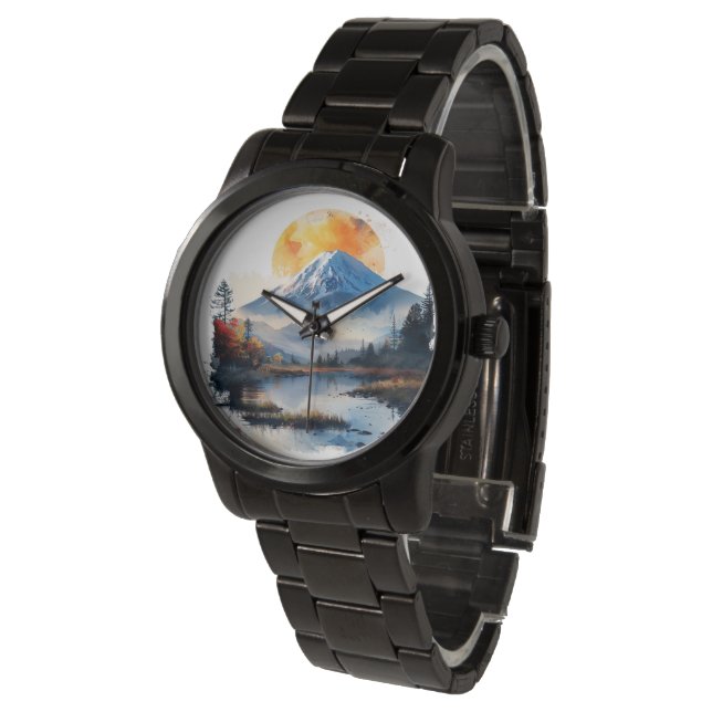 Reloj De Pulsera Luxury Landmark Mountain & River Watch Elegant  (Angular)